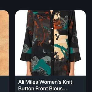 Ali Miles Black Multicolor Abstract blouse